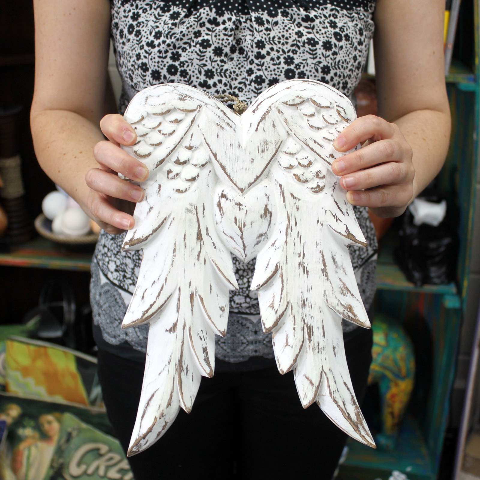 Hand Crafted Double Angel Wing - 31cm - Click Image to Close